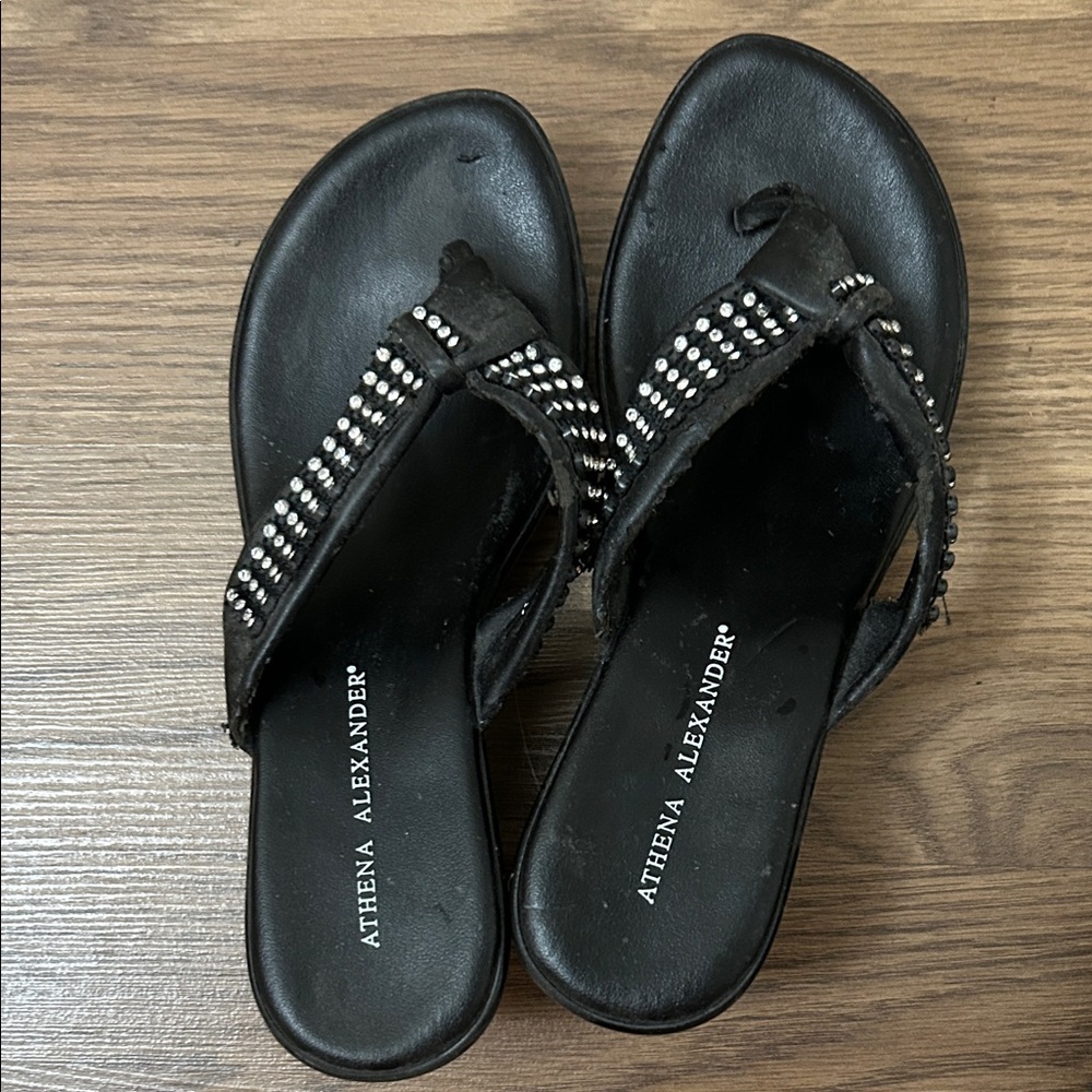 Athena Alexander Black and Silver Beaded Sandals
